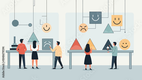 People engaging with art and visual expressions in a contemporary gallery space