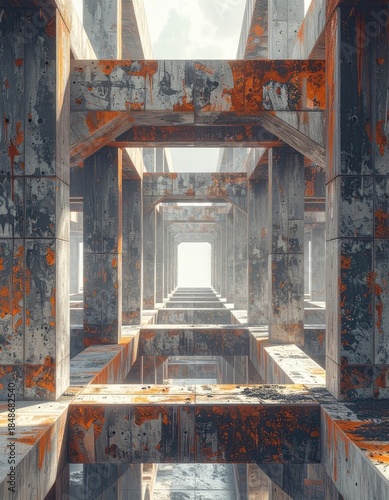 Wallpaper Mural A decaying, rust-stained concrete structure receding toward bright light. Torontodigital.ca