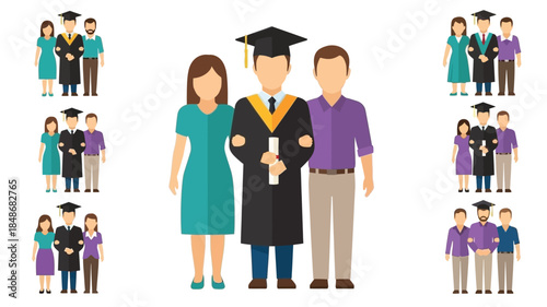 Graduation celebration happy families and a student with a diploma