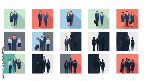 Diverse Group of Business Professionals in Various Poses and Settings.