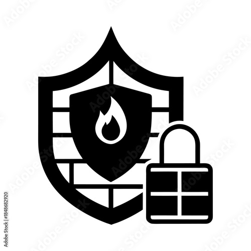 Firewall Vector Icon for Technology and Digital Protection.