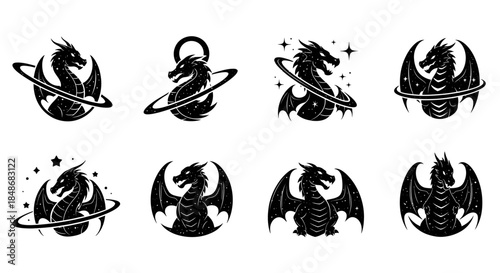 Collection of Dragon Logos and Icons.
