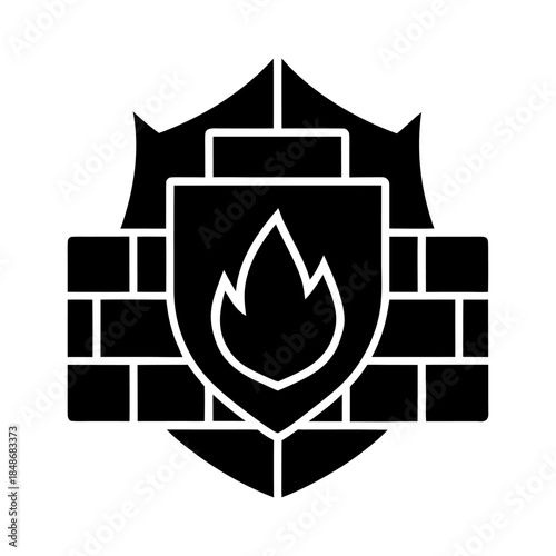 Firewall Icon for Cyber Security and Data Protection on White Background.