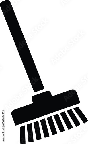 Vector Simple cleaning push broom tool maintenance glyph icon graphic silhouette Illustration