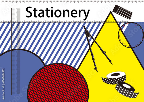 ステーショナリーのイラスト　文房具　メモリ 物差し