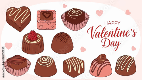 Assortment of Delicious Chocolate Candies for a Sweet Valentine's Day Celebration