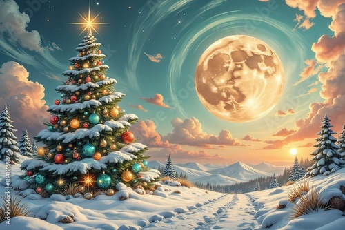 Ai paesaggio a tema natalizio in stile surreale 09