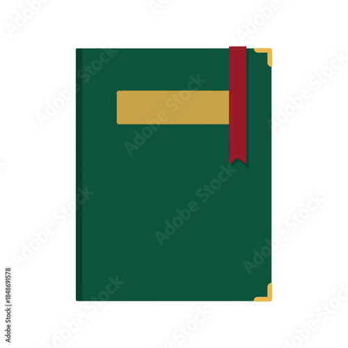 Elegant Green Hardcover Book Vector with Bookmark for Education, Literature, and Publishing Design