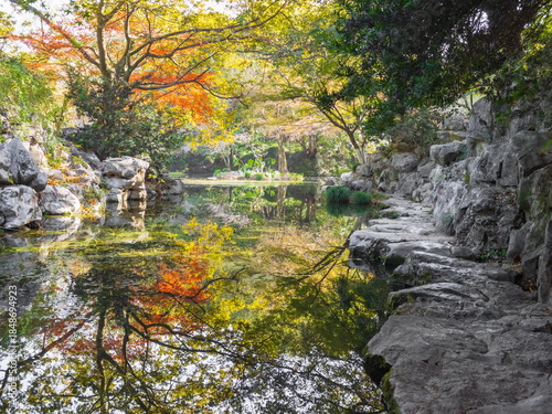 Autumn landscape of a Chinese park. China. Hangzhou.