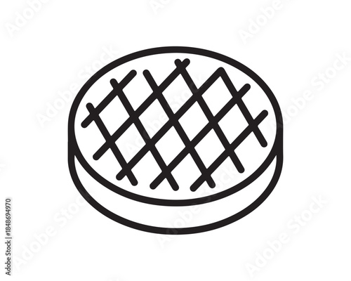 Round Waffle or Pie Crust Lattice Outline Icon Dessert Food Symbol