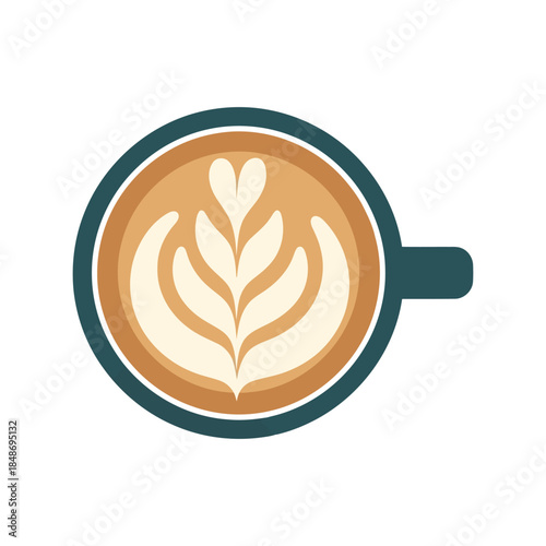 Elegant Coffee Cup with Latte Art Vector for Cafes, Restaurants, and Barista Branding