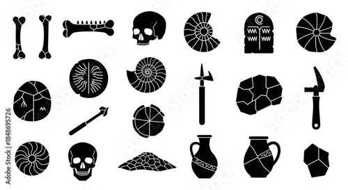 Collection of Archaeological Artifact Silhouettes.
