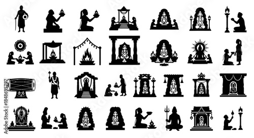 Collection of Black Silhouette Religious Symbols.