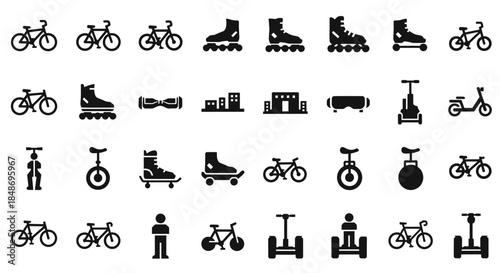 Collection of Various Bicycle Icons and Symbols.