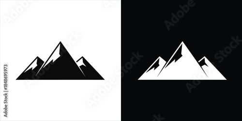 Modern minimalist mountain range icon suitable for outdoor adventure branding
