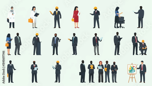 Diverse Group of Professionals in Business and Healthcare Settings.