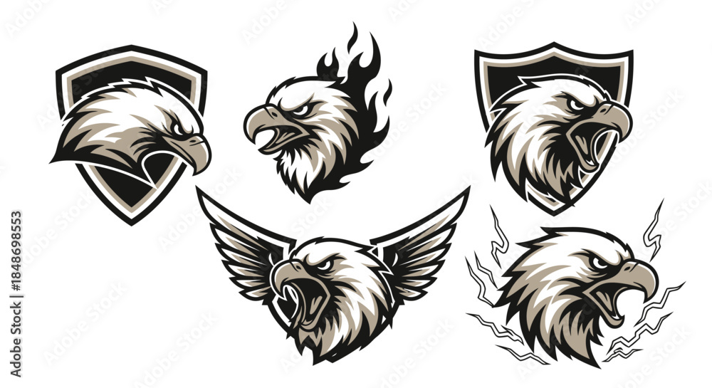 Obraz premium Eagle Head Logos in Various Designs.