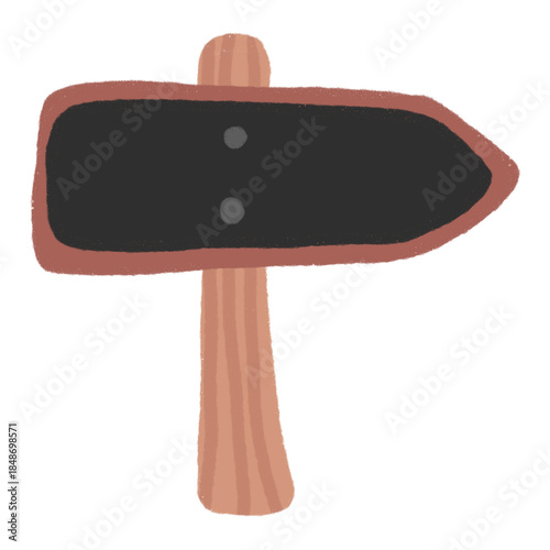 Cute Hand Drawn Wooden Direction Sign Illustration, Cartoon Sign PNG