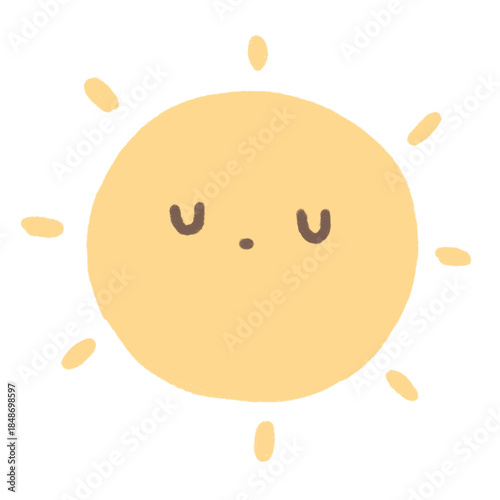 Cute Hand-Drawn Sun with Face Illustration, Smiling Sun PNG