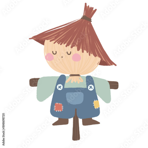 Cute Hand Drawn Scarecrow Illustration, Cartoon Scarecrow PNG