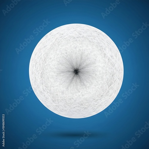 Ovarian Cystadenofibroma depicted as a white, solid, and cystic tumor with a distinctive, dense, fibrous stroma clearly visible in a cross-section of the mass growing on the ovary. Blue background,  c