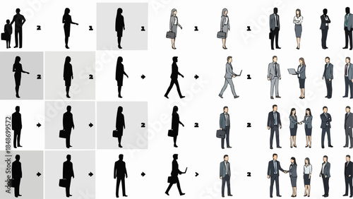 Collection of Business People Silhouettes and Illustrations.