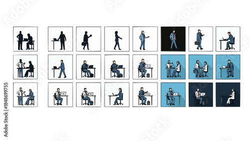 Diverse Business People Engaged in Office Work and Meetings.