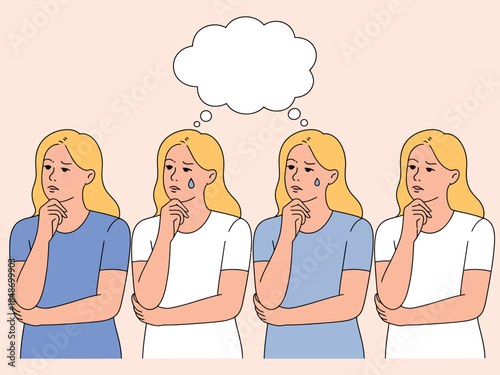 Four Women Experiencing Emotional Thoughts