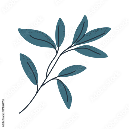 Single green branch illustration for home decor, botanical print, and nature designs.