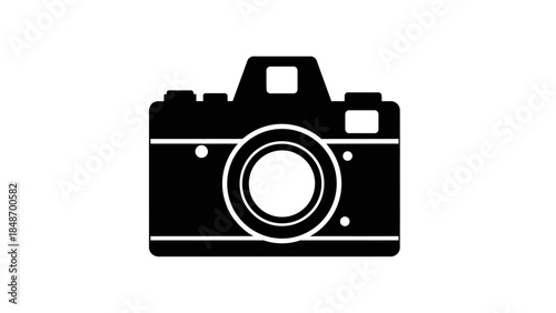 Minimalist Icon of a Classic Film Camera with Vintage Design Elements for Media Content