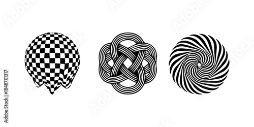 Black and white abstract shapes on white background
