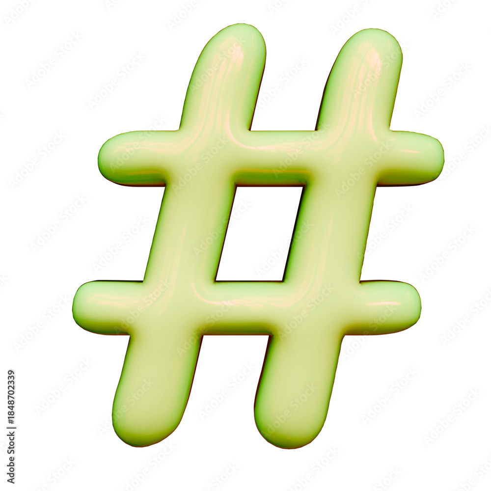 Obraz premium Alphabet, Number and Symbol 3D Word Soft Lime Glossy Digital Powerup