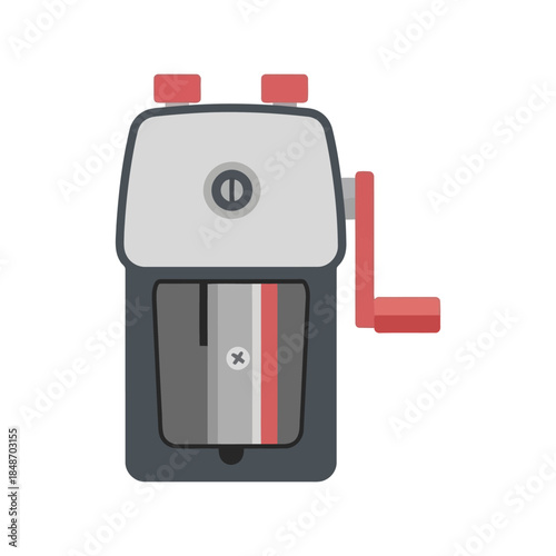 Vintage Manual Hand Crank Pencil Sharpener Vector Illustration for Creative Designs and Educational Materials