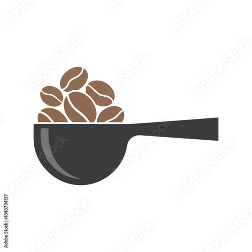 Coffee Beans in a Scoop Vector for Culinary Designs, Coffee Shop Branding, and Beverage Illustration