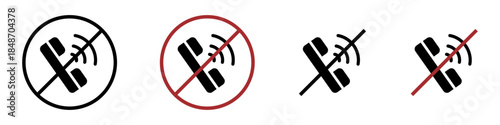 Set of no phone call prohibition icon vector illusttration