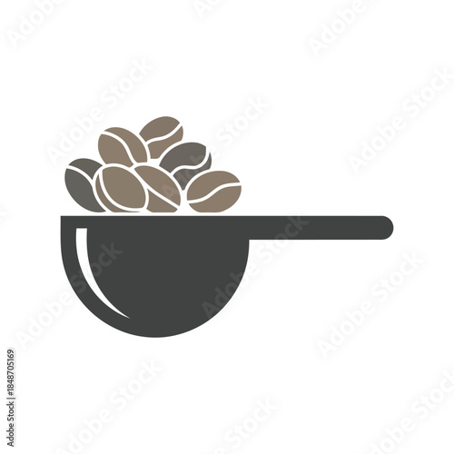 Stylish Coffee Scoop Icon with Beans Vector for Culinary and Cafe Designs