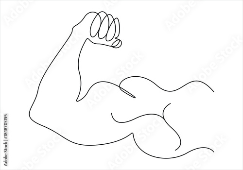 Shows bicep continuous one line art vector  illustration