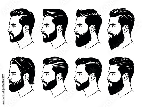 Various Men's Hairstyles and Beards