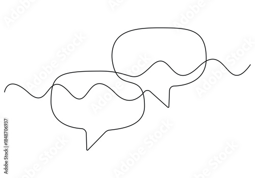 Speech bubble continuous one line art drawing dual conversation dialogue speech bubble vector illustration