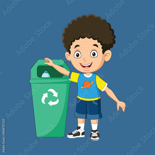 boy recycling paper