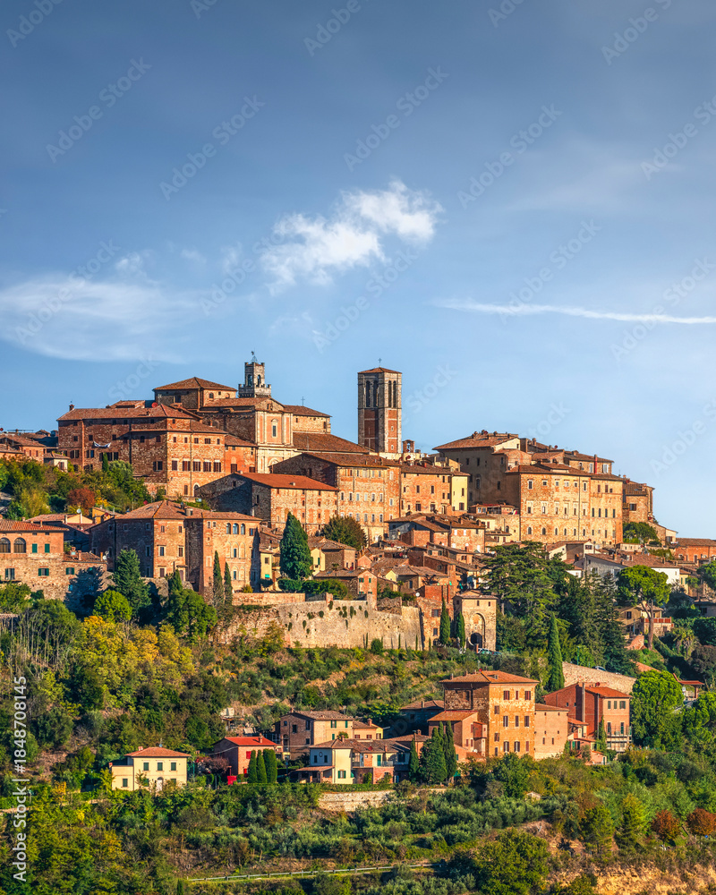 Fototapeta premium Medieval Hilltop Village of Montepulciano in Morning, Tuscany, Italy