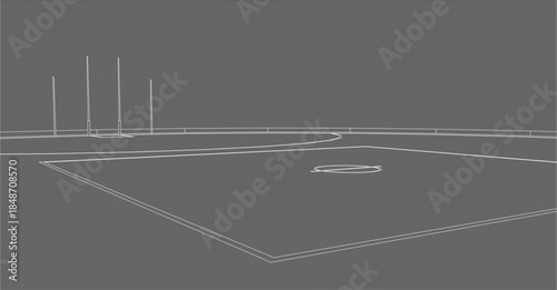 Perspective Drawing of Australian Football Goal Post System with Four Uprights