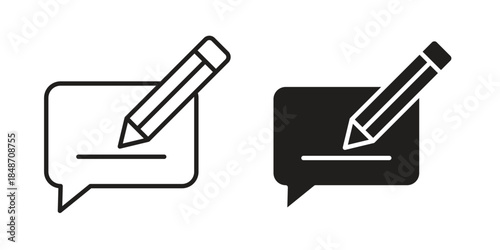 Write comment icon pictogram in trendy outline style. icon, sign or symbol.