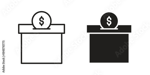 Donation box icons collection. Line vector sign, symbol for web and mobile