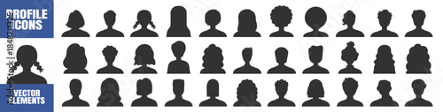 Business people avatars, diverse men and women profile icons, social media user symbol, outline vector on transparent background