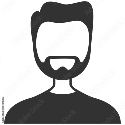 Bearded man avatar, male profile portrait with simple black outline vector on transparent background