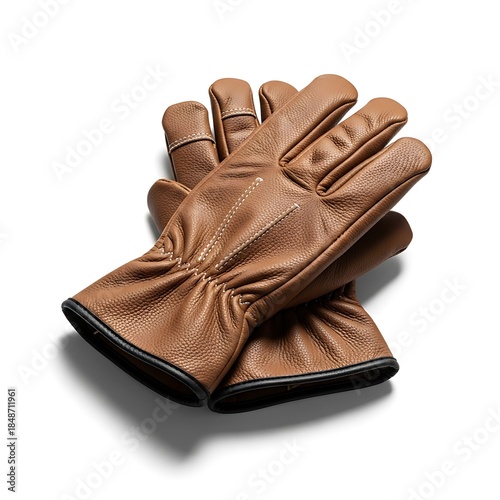 Brown Leather Gloves Protective Handwear Motorcycle Riding Gear.