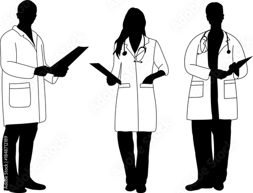 Silhouette of a doctor in a white coat vector