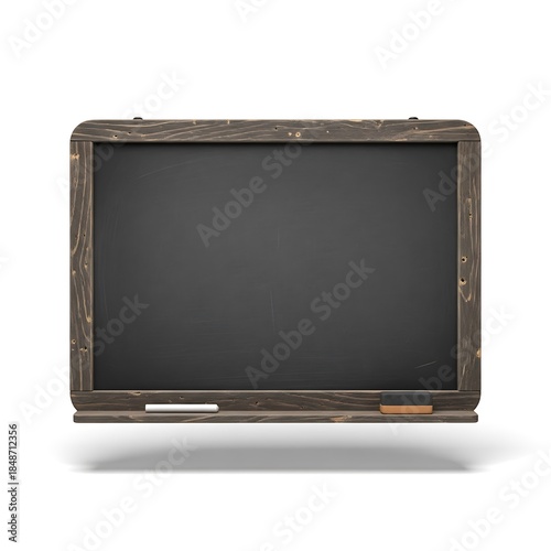 blackboard with wooden frame and chalk.