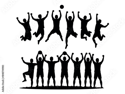 Silhouette of People Playing Volleyball